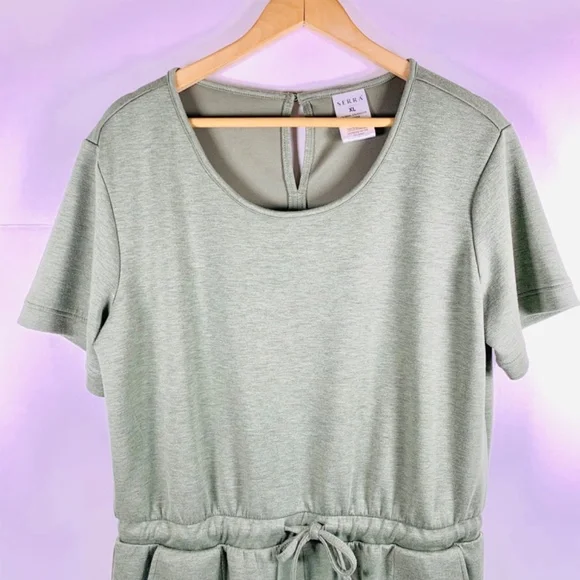 XL SERRA Romper buttery soft one piece green short-sleeve/pockets casual/lounge - Picture 3 of 14